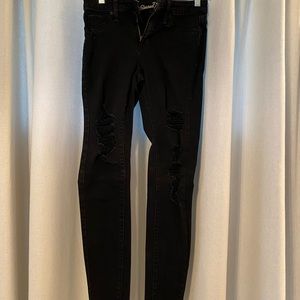 Black High Waisted Distressed Denim Jeans